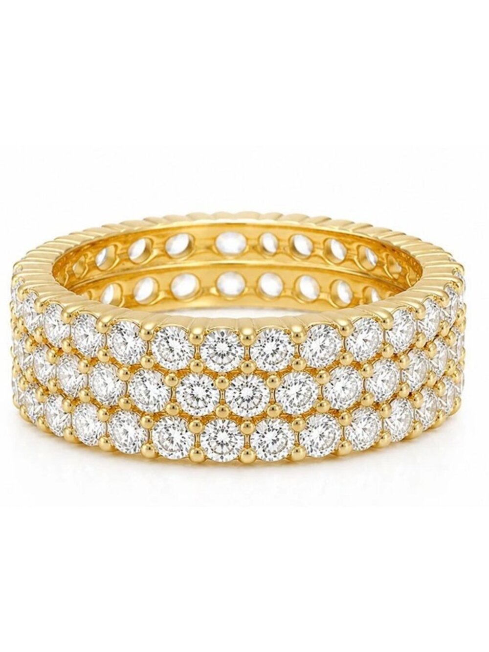 Created 3.60 Cts White Sapphire Ring 14k Yellow Gold Plated (.925)